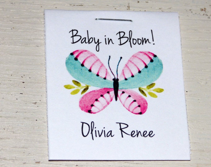 Personalized MINI Seeds Butterfly Butterflies theme Baby in Bloom Sunflower or Wildflowers Flower Seed Packet Baby Shower Favors Shabby Chic