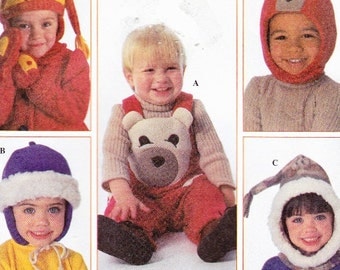Simplicity 7866 Christmas Overalls and Accessories Caps Bear, Mittens Tops Uncut Pattern