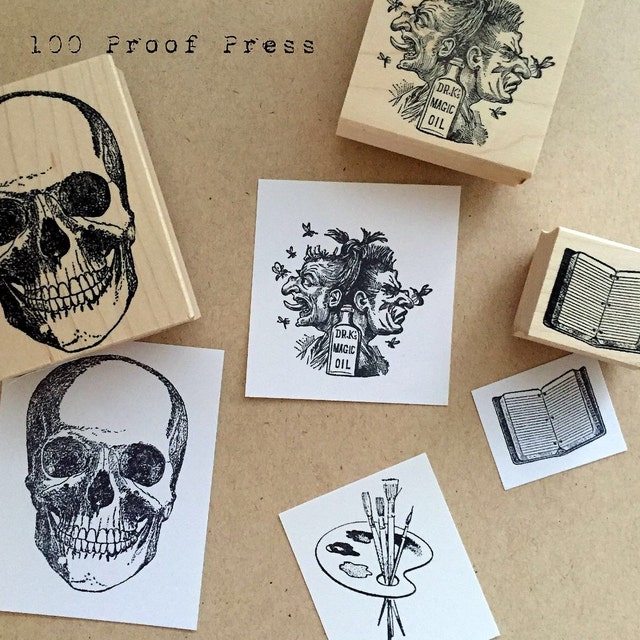 Unique Rubber Art Stamps by 100ProofPress on Etsy