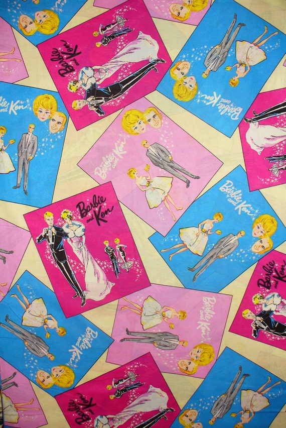 Barbie And Ken Fabric Retro Barbie Ken And Barbie 19 By 44 High