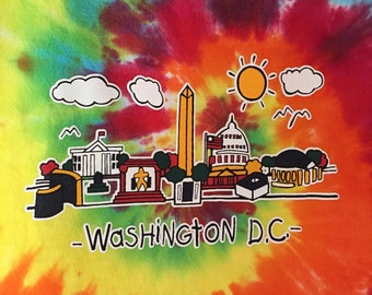 Vintage Unisex Childrens Size Medium Tie Dye Washington D.C. Shirt ~ Souvenir