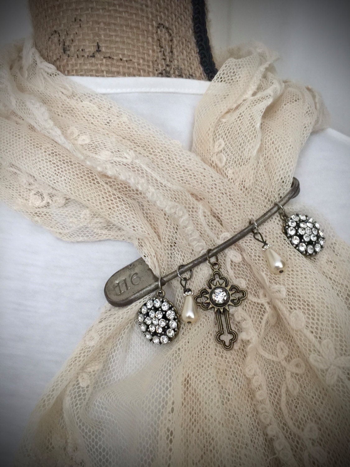 Vintage Scarf Pin Brooch Coat Pin Repurposed Jewelry