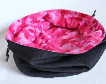 Girls Denim & Hot Pink Camo Toy Bag Pink Homeschool Tote Laundry Travel Camouflage Flannel Extra-Large Beach Bag -- US Shipping Included