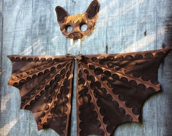 Bat Costume // Wings and Mask: 0-24 months/ 2-5 years / 5-10 years- Eco Friendly! Tree + Vine
