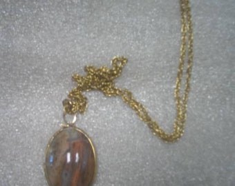 Vintage Pendant with Stone and chain about 14" long