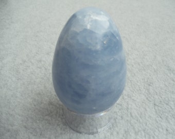Blue Calcite Egg with Stand Stone Egg Carved Egg Crystal Stone Mineral Carved Calcite (CRYE-BC-XXL)