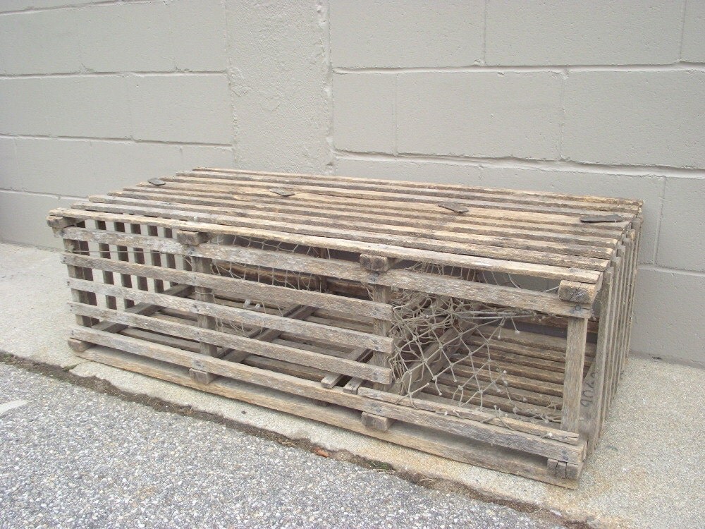 Old Wooden Lobster Trap Coffee Table Nautical Maine Beach