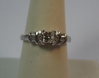Diamond Ring 1.01Ctw Princess Cut Platinum 4.5gm Size 7.5 Engagement 2950.00 appraisal