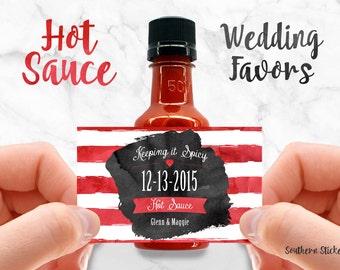 Custom Hot Sauce Favors Personalized Labels & Empty 50 mL Bottles Wedding Favors Waterproof Printed Stickers Engagement Party Favors SS-1056