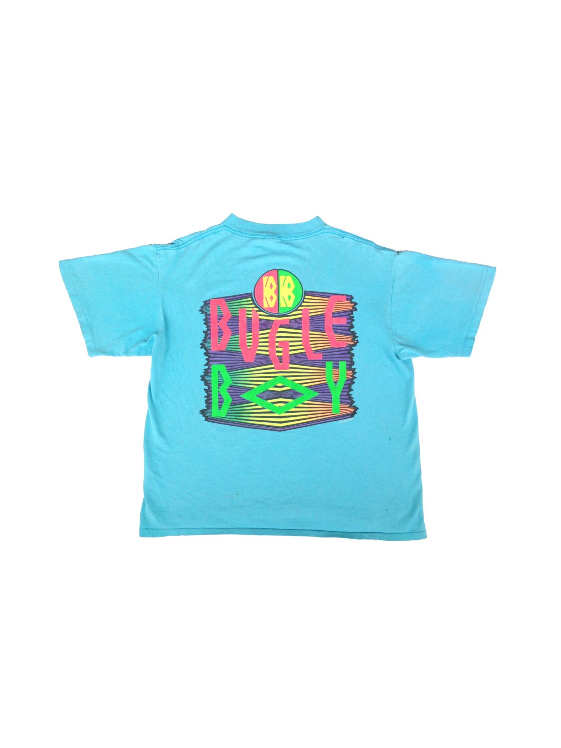 Distressed 80s Neon Bugle Boy TShirt S