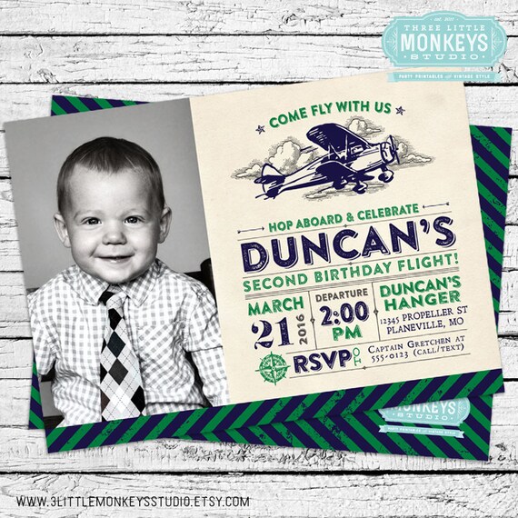 Airplane Theme Party - A birthday invitation personalized for your little pilot! Il_570xn