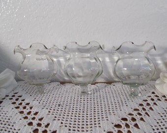 Vintage Clear Glass Candleholder Votive Tea Light Mid Century Beach Cottage French Country Farmhouse Romantic Southern Home Decor Sconce