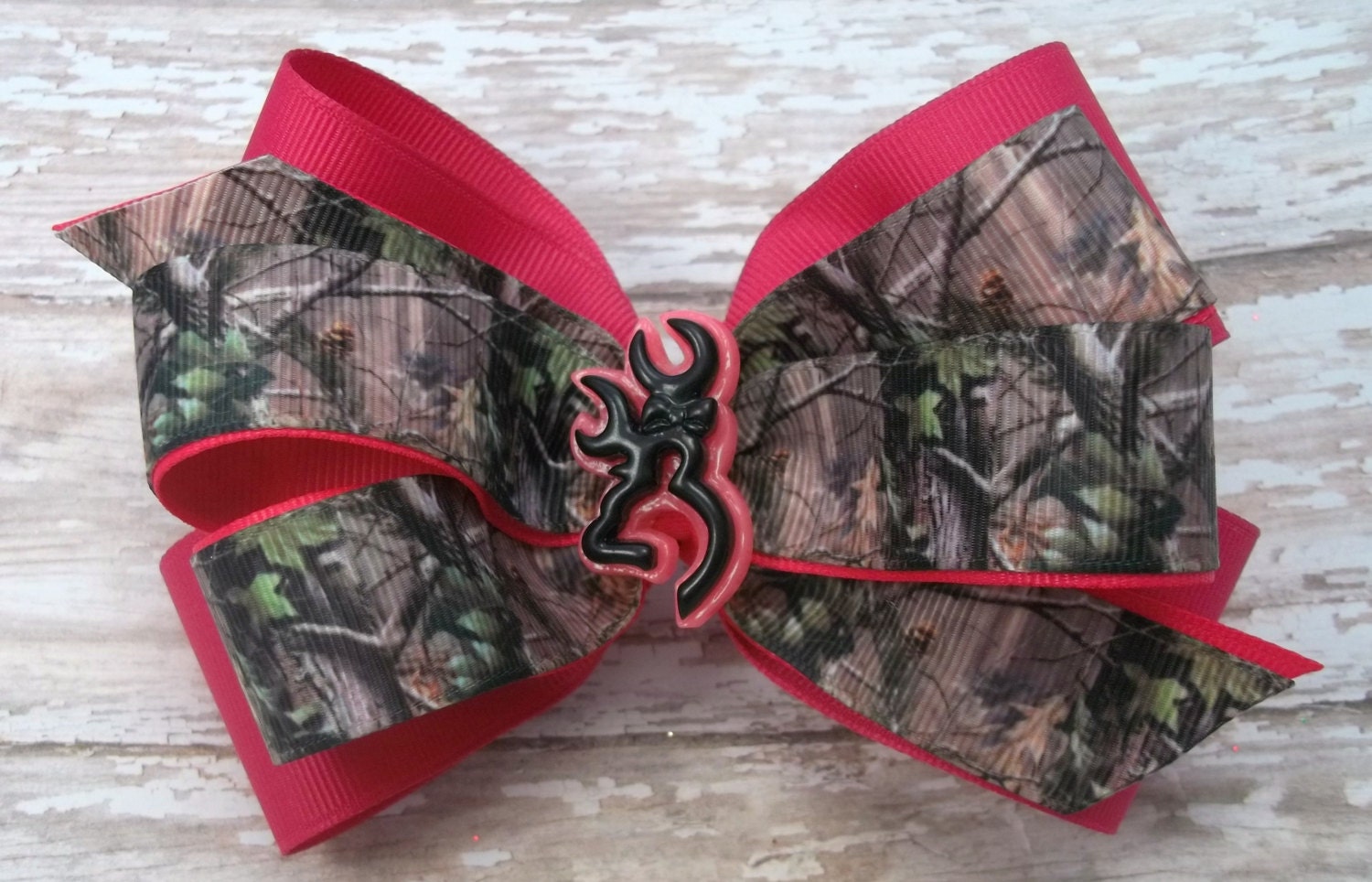 Hot pink Camo Hair Bow Camouflage Hair Bow Girls Teens