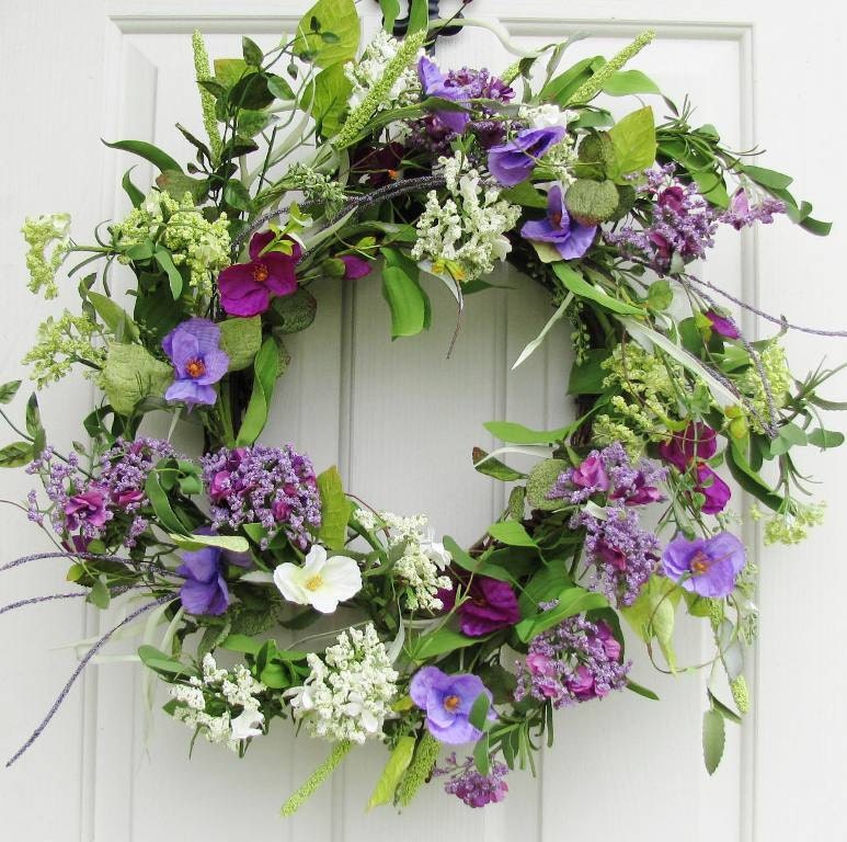 Purple Floral Wreath Summer Wreath Front Door by Designawreath