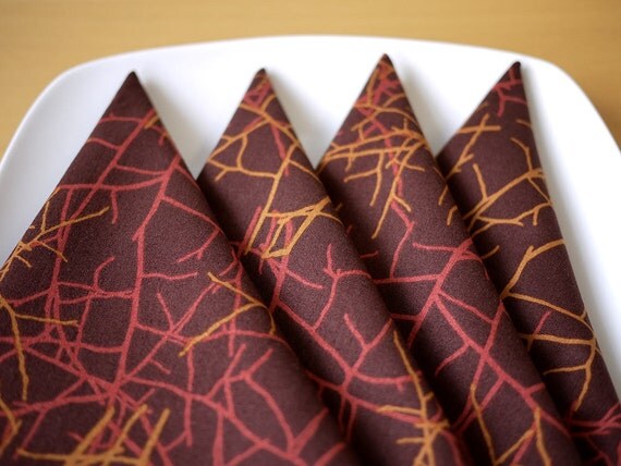 Cloth Dinner Napkins - Haven Print in Burgundy - Set of 4 - Holiday Gift, Wedding Gift, Housewarming Gift, Hostess Gift
