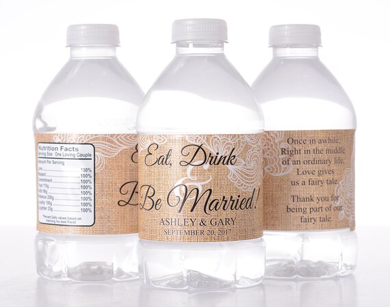 30 Burlap Wedding Water Bottle Labels - Wedding Favors - Need a different quantity? Click on the "choose total" tab to see all pricing Il_570xn