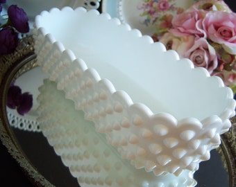 Fenton Hobnail White Milk Glass Planter - Fenton Hobnail Planter - Fenton Hobnail Milk Glass - Large Milk Glass Planter - 10" - Milk Glass