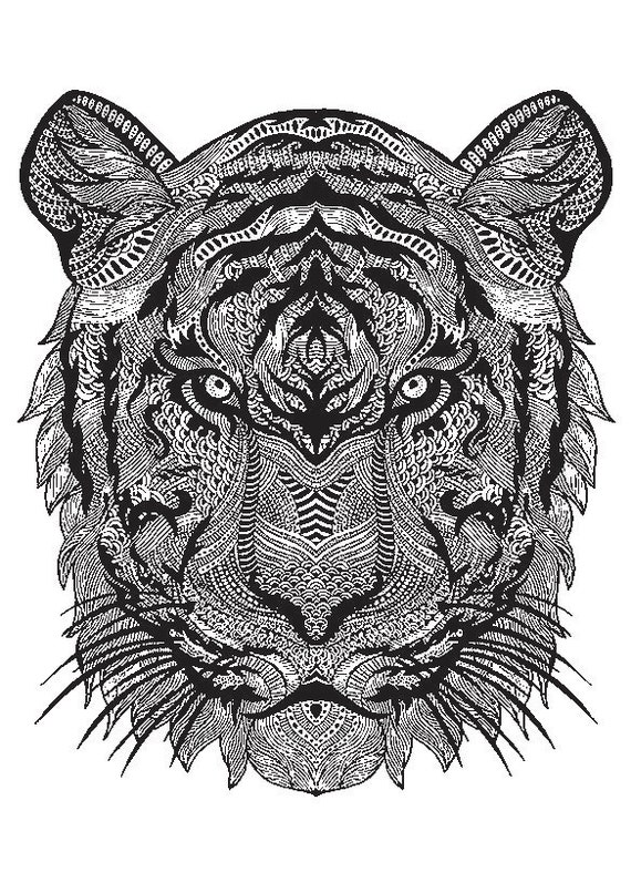 Tiger Wall Decal DeStress Coloring Vinyl Wall Decal Wall