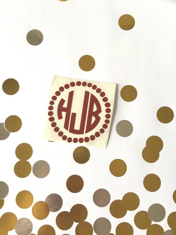 Polka Dot Monogram Car Decal Pearl Monogram Car Sticker