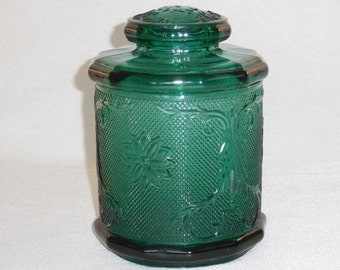 Tiara Spruce Green Sandwich Glass Canister, Biscuit Jar, Cookie Jar