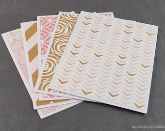 Assorted Cards, Set of Cards, Blank Greeting Cards, Stationery Cards, Blank Cards, Handmade Cards, Greeting Card Set, Pink Cards, Note Cards