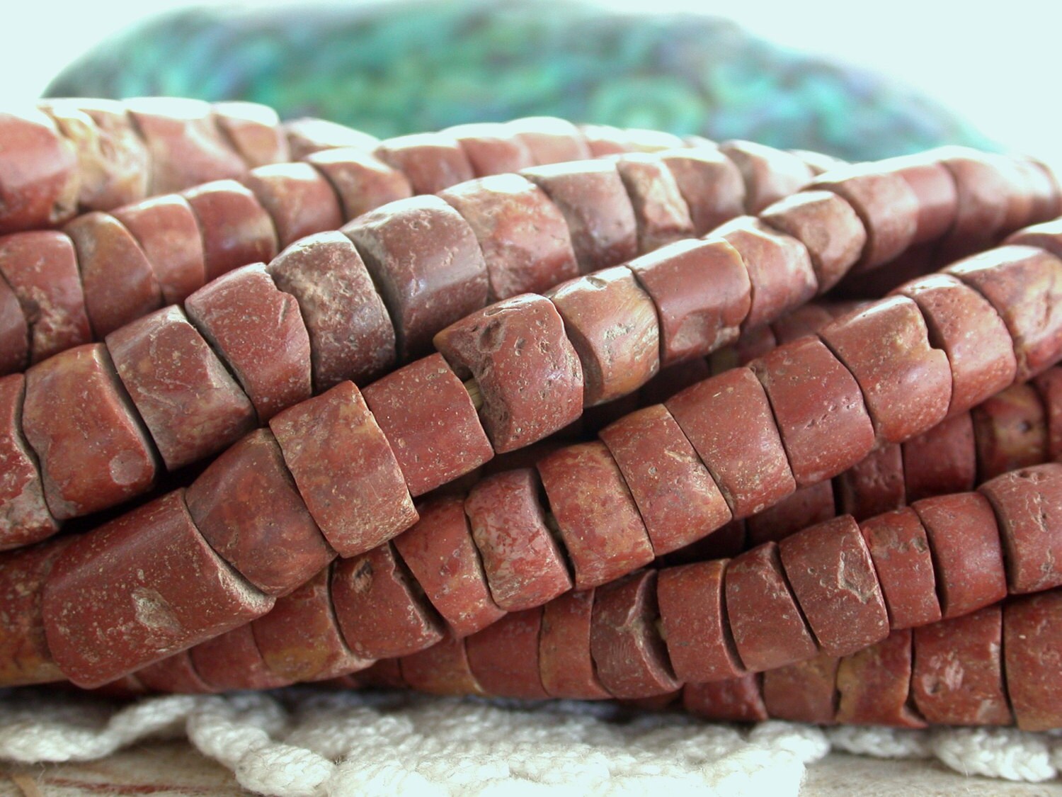 Vintage African Pipestone Bauxite Trade Beads Hand Crafted