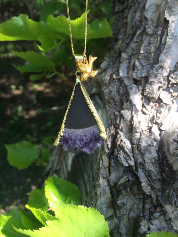Purple Amethyst Stalactite Slice Necklace