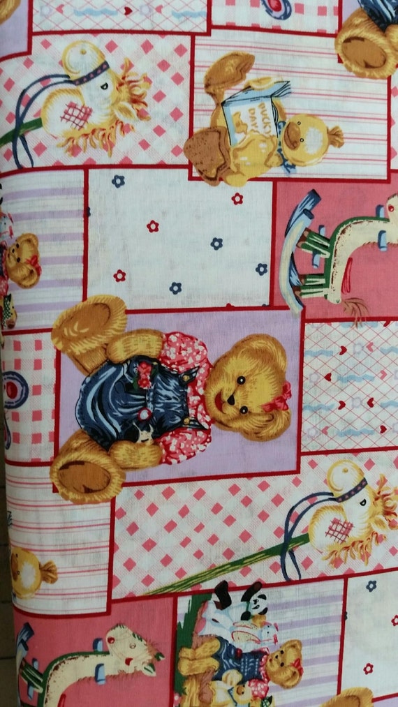 Vintage Daisy Kingdom Teddy Bear Fabric By The Yard Coordinate