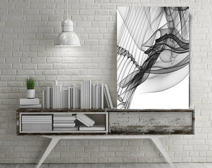 Abstract Black and White 18-26-46. Contemporary Unique Abstract Wall Decor, Large Contemporary Canvas Art Print up to 72" by Irena Orlov