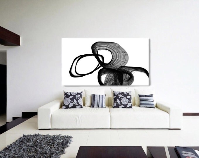 Abstract Expressionism in Black And White 7. Unique Abstract Wall Decor, Large Contemporary Canvas Art Print up to 72" by Irena Orlov