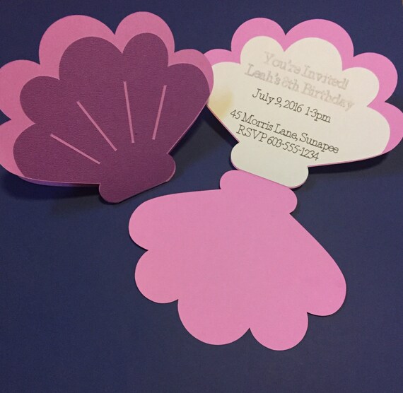Shell Party Invitations Seashell Ocean Marine Life Oyster Clam