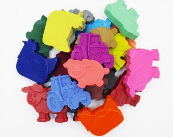 Fun on the Farm Crayons - Farm Animals - Tractor, pig, chicken, cow, sheep crayons - Gift for Farmer - Set of 20 wax crayons