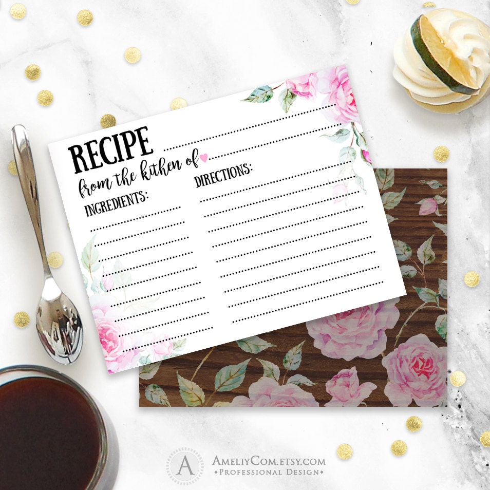Bridal Recipe Cards Printable Bridal Shower Template INSTANT