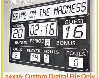 Basketball Birthday Printable Scoreboard 36x24, digital file only