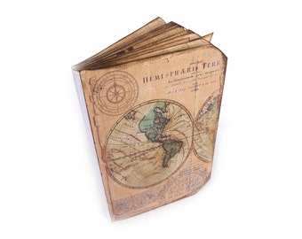 Travel Journal, Old World Map Scrapbook, Wanderlust, Vacation Log, Vintage Maps, Memory Book, Travel Gifts, MADE TO ORDER