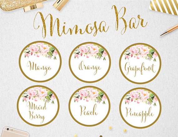 Printable Mimosa Bar Juice Labels INSTANT DOWNLOAD 2 Circles 