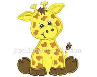 Zoo Baby Giraffe Applique Machine Embroidery Design Cute Safari animal INSTANT DOWNLOAD