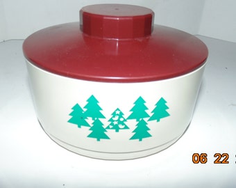 Vintage Tupperware #2062a Christmas tree container Canister Xmas plastic with lid