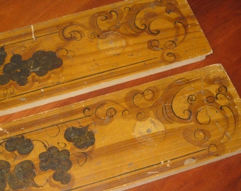 Hand Painted Antique Drawer Fronts , 1800's Hand Painted Furniture , Two Antique Drawer Fronts