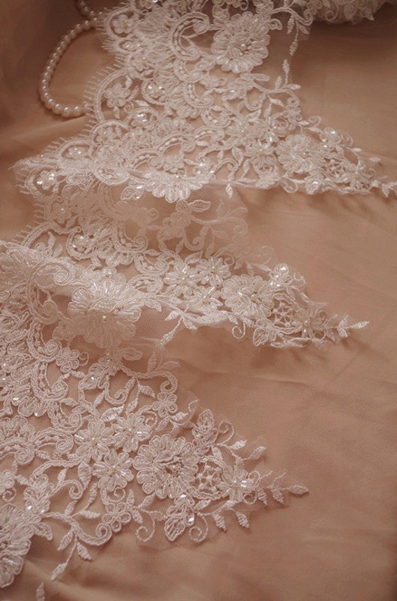 beaded lace trim ivory bead alencon lace trim beading lace