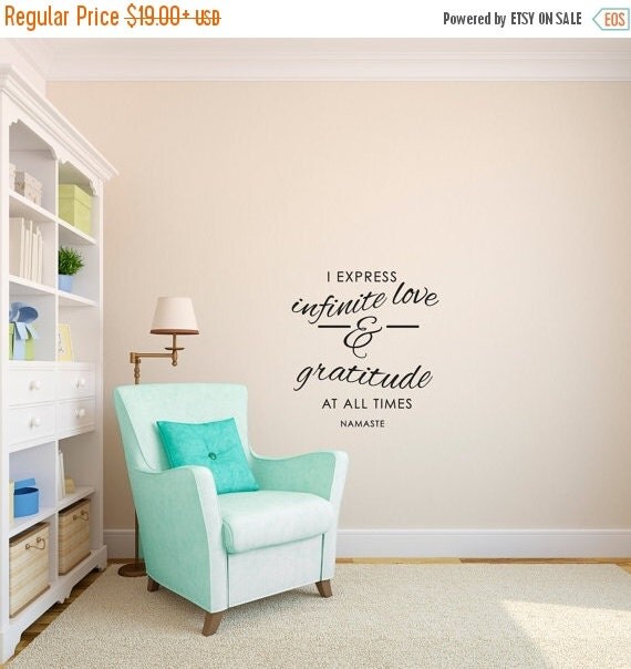ON SALE Love and Gratitude Namaste Typography Quote by danadecals