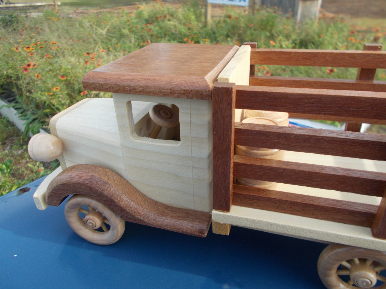 Wooden Stake Bed Truck farm truck by toymakerofsouthport on Etsy