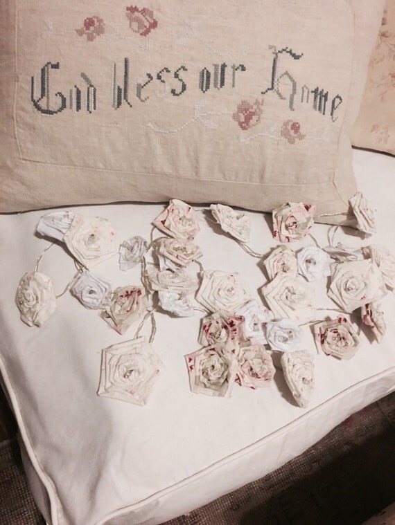 vintage shabby chic fabric ribbon work rose fairy lights vintage shabby chic fabric ribbon work rose fairy lights