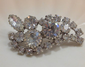 Paisley Inspired 1970's Rhinestone Brooch