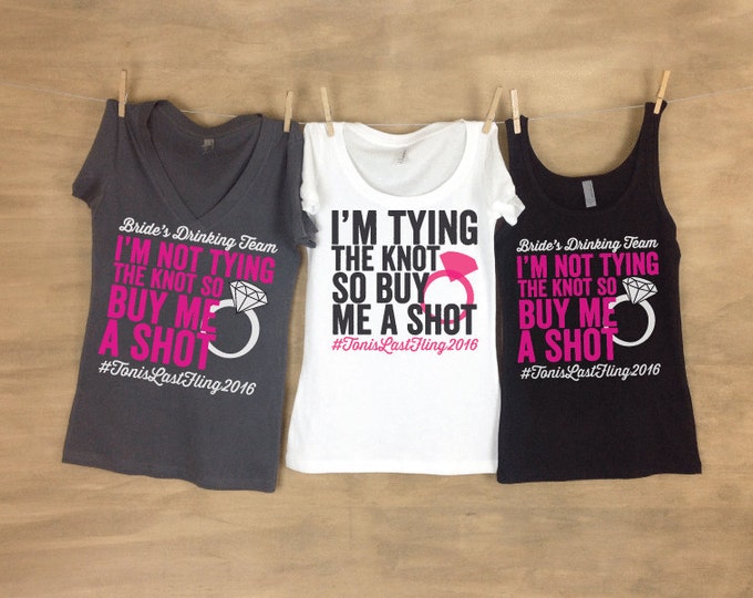 I'm Tying the Knot / I'm Not Tying The Knot Bachelorette Party Tanks or Tees Sets