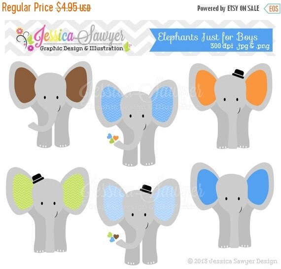 80% OFF - INSTANT DOWNLOAD, boys elephant clipart, jungle birthday party, for commercial use, announcements, invites, digital crafts Il_570xn
