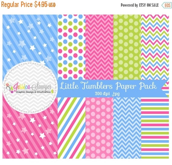 80% OFF - INSTANT DOWNLOAD, little tumbler paper pack for commercial or personal use, scrapbooking, printable party, backgrounds Il_570xn