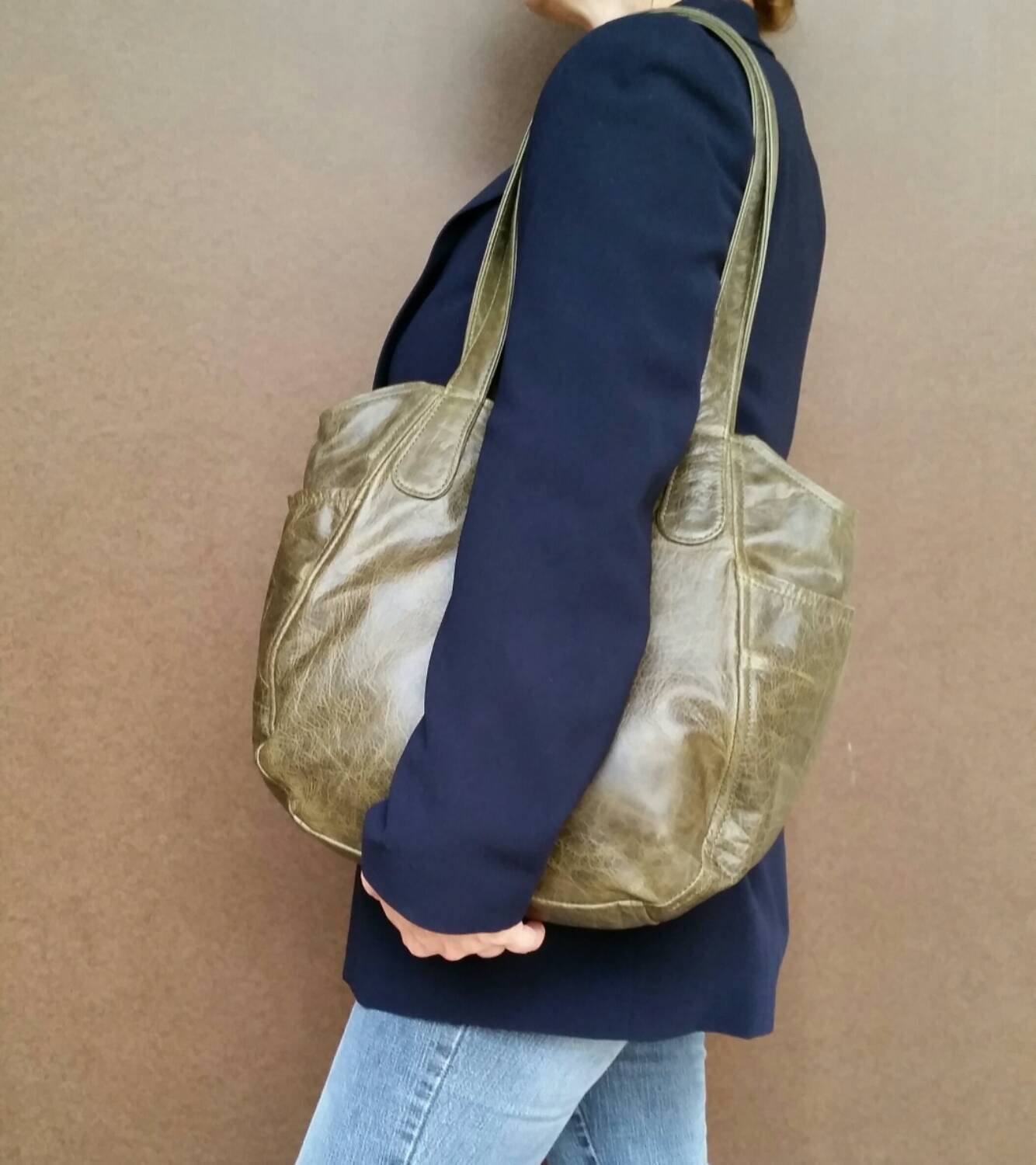 Distressed bag vintage leather preppy purse travel bag by Fgalaze