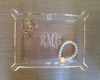 Bridesmaid Gift Acrylic Monogram Tray Monogram Jewelry Dish 3 Sizes Available Bridesmaid Present