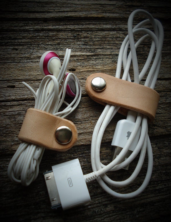 2 Customizable Leather Cord Strap Keeper Set Third